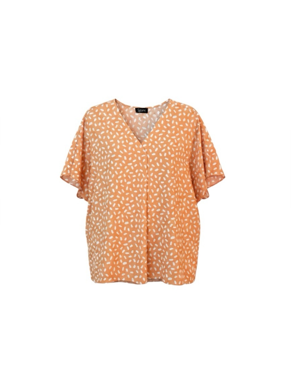 Spin USA Orange and White Patterned Blouse size 1XL NWOT